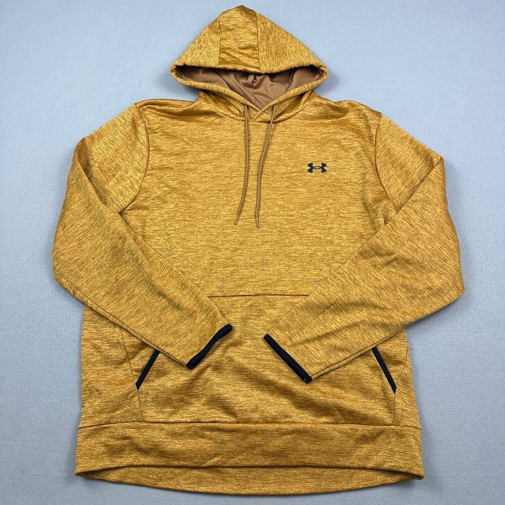 Under Armour Hoodie Men Extra Large Gold Yellow Space Dye Fleece Pullover XL